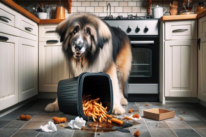 Mijn hond eet oud frietvet